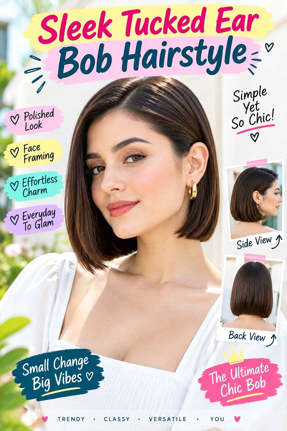 Sleek Tucked Ear Bob Hairstyle