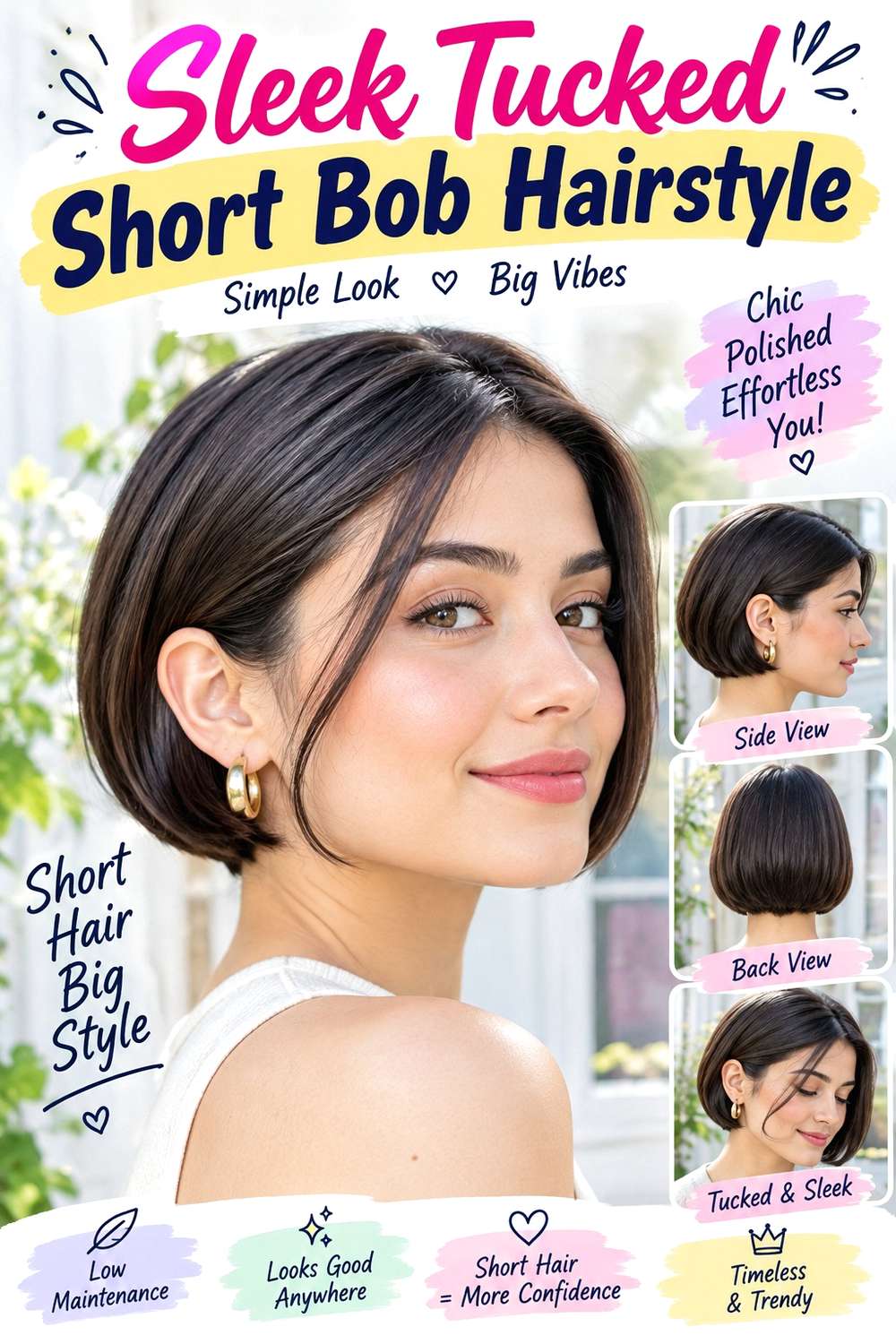 Sleek Tucked Short Bob Hairstyle