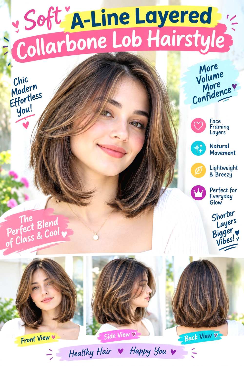 Soft A-Line Layered Collarbone Lob Hairstyle