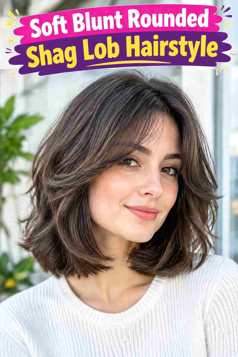 Soft Blunt Rounded Shag Lob Hairstyle