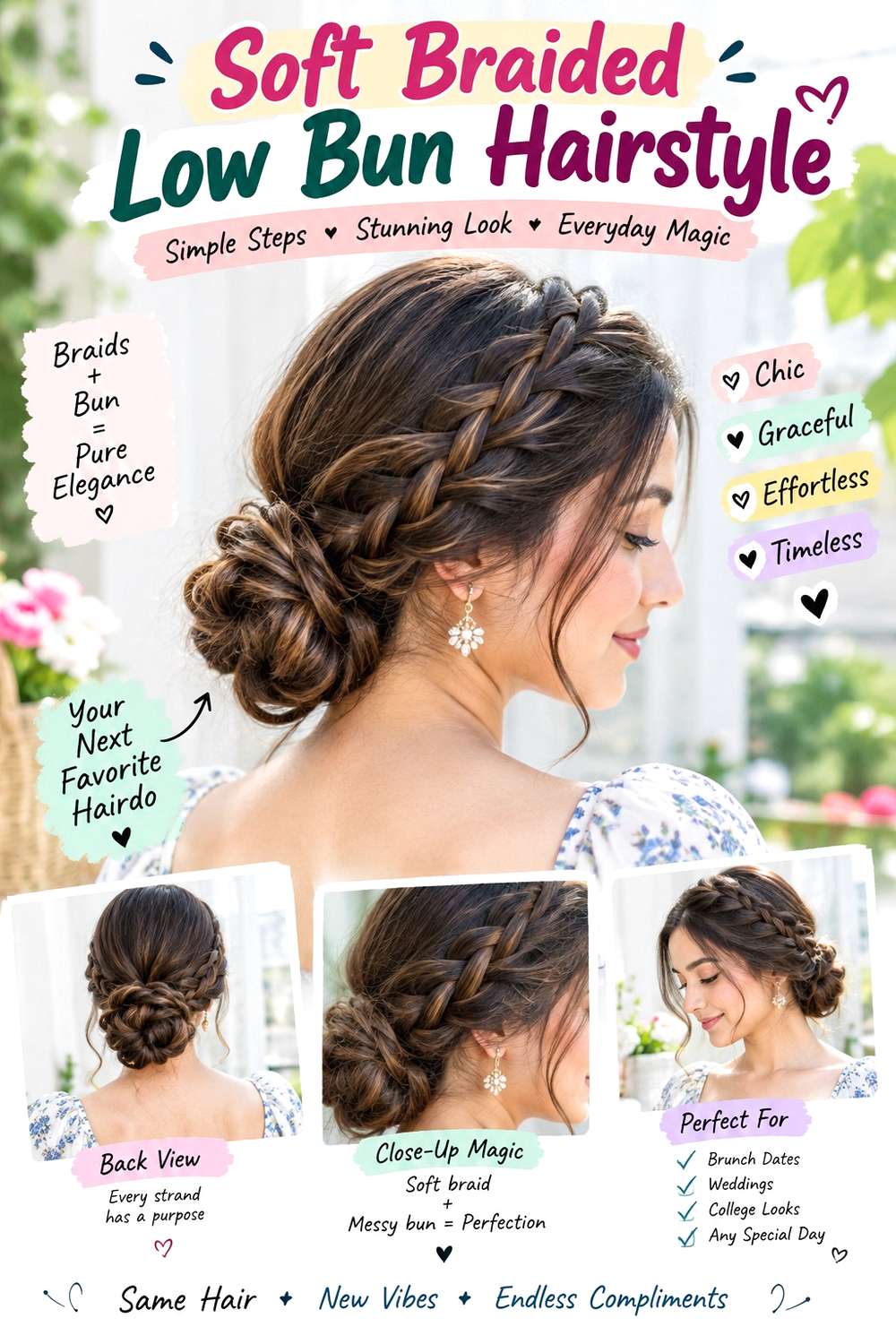 Soft Braided Low Bun Hairstyle ()
