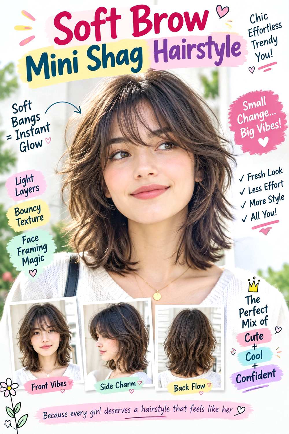 Soft Brow Mini Shag Hairstyle