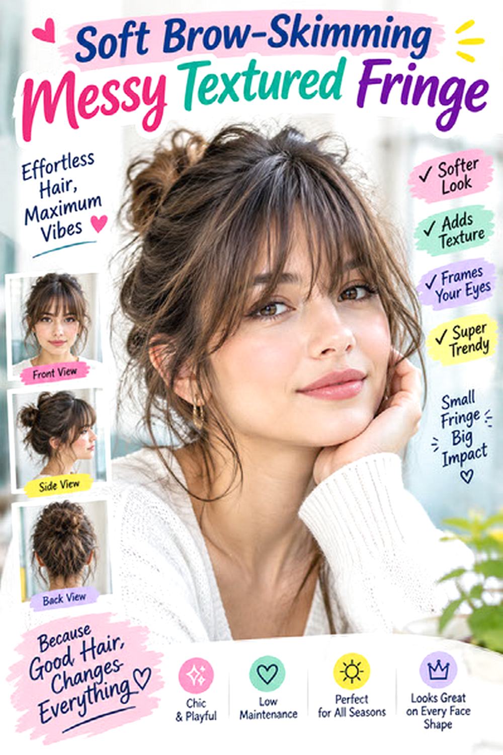 Soft Brow-Skimming Messy Textured Fringe