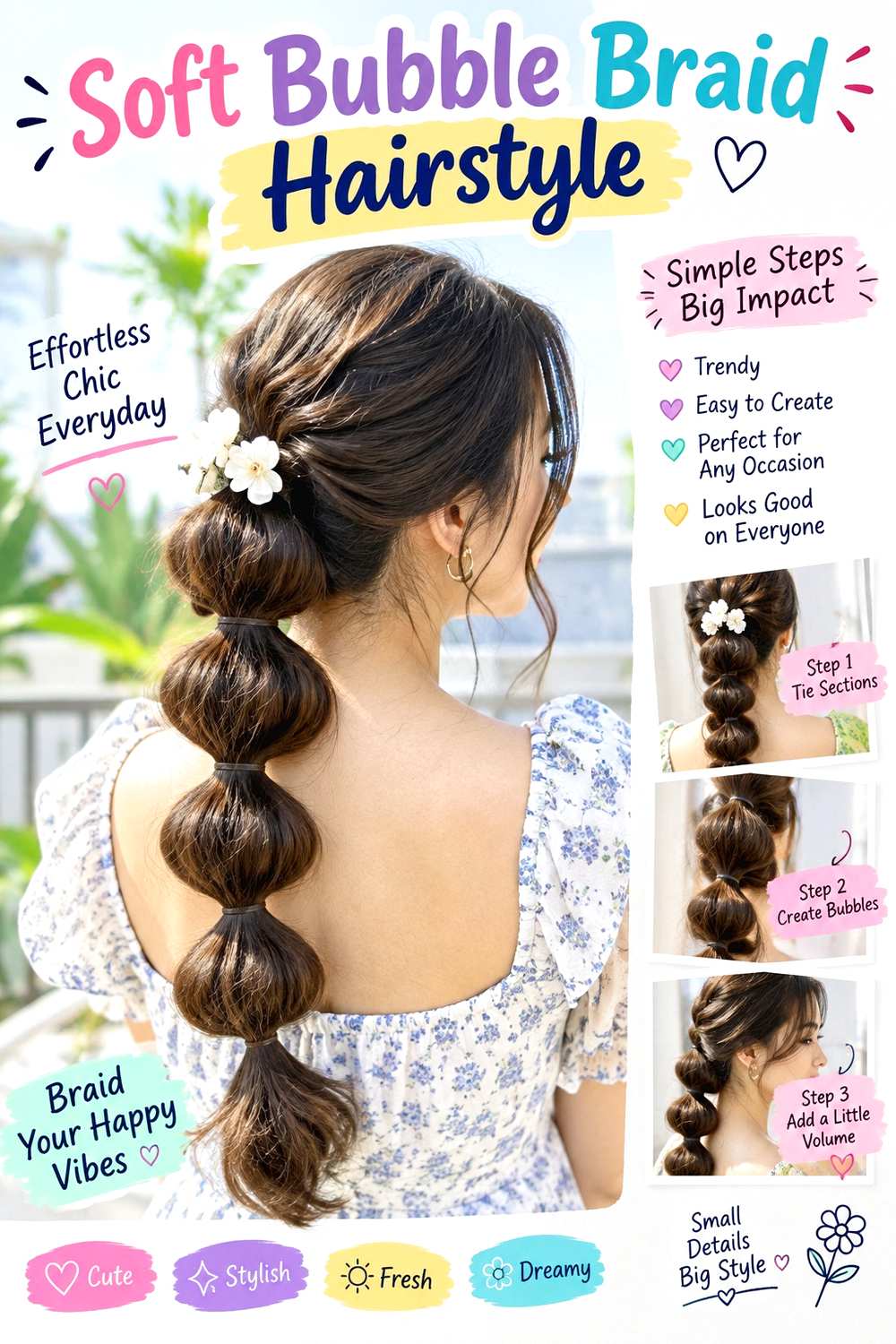 Soft Bubble Braid Hairstyle
