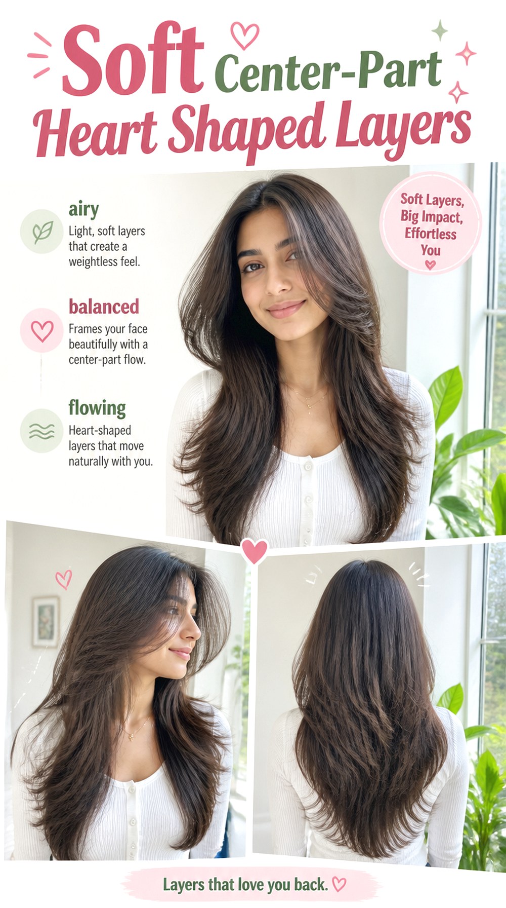 Soft Center-Part Heart Shaped Layers