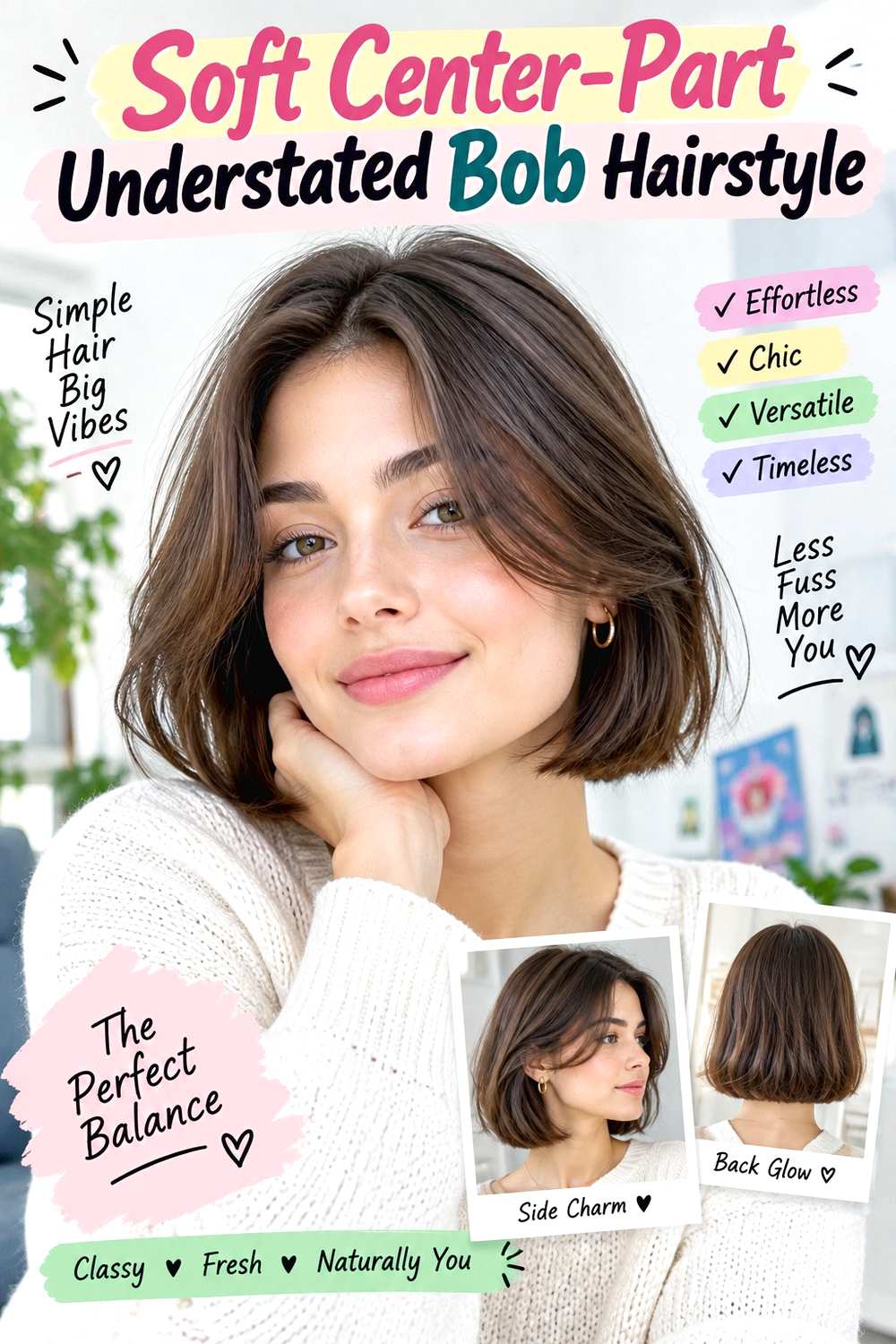 Soft Center-Part Understated Bob Hairstyle