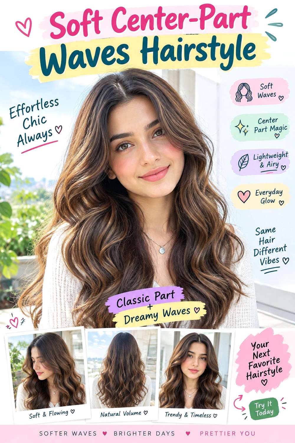 Soft Center-Part Waves Hairstyle