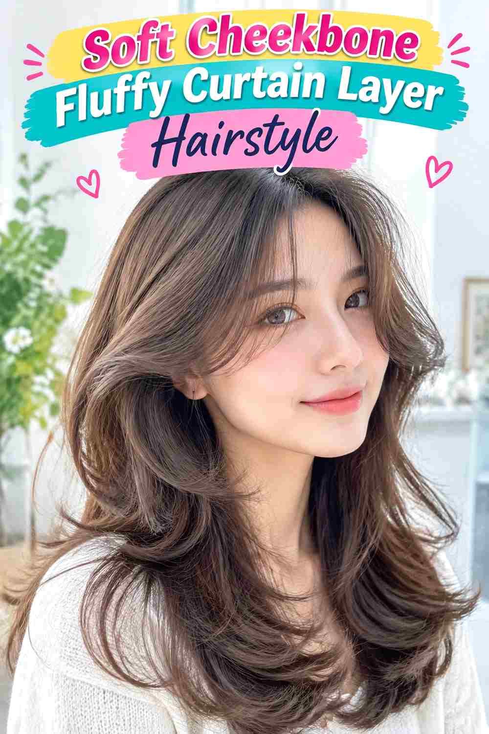Soft Cheekbone Fluffy Curtain Layer Hairstyle