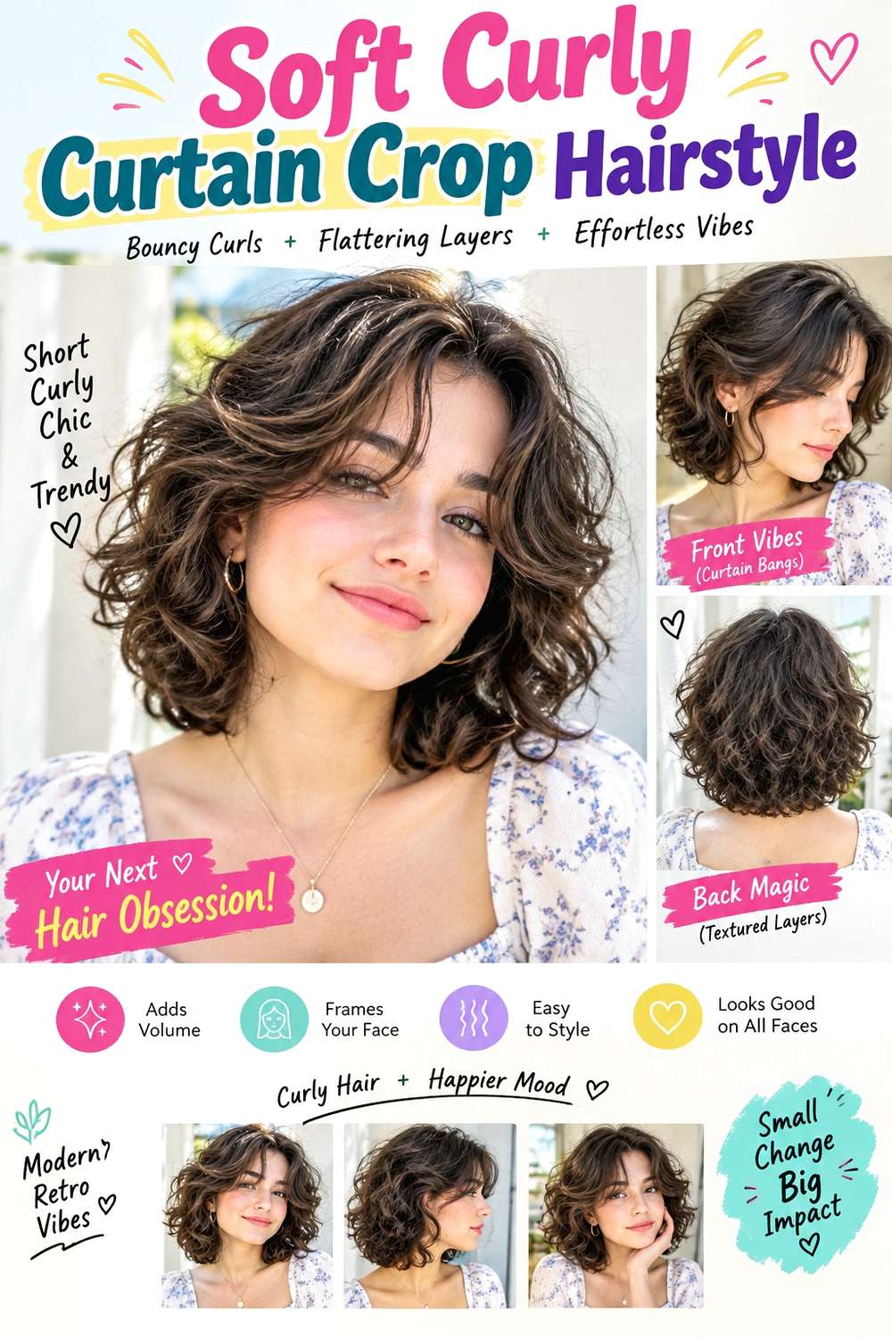 Soft Curly Curtain Crop Hairstyle