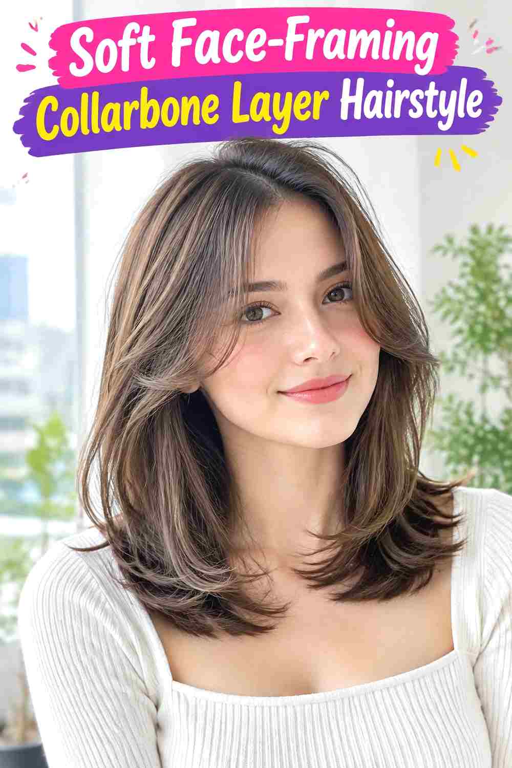 Soft Face-Framing Collarbone Layer Hairstyle