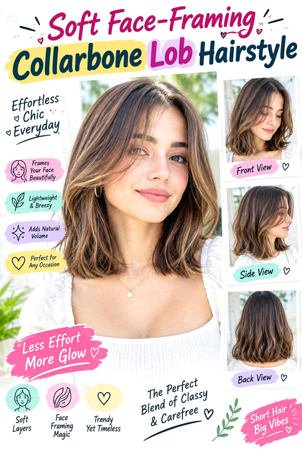 Soft Face-Framing Collarbone Lob Hairstyle