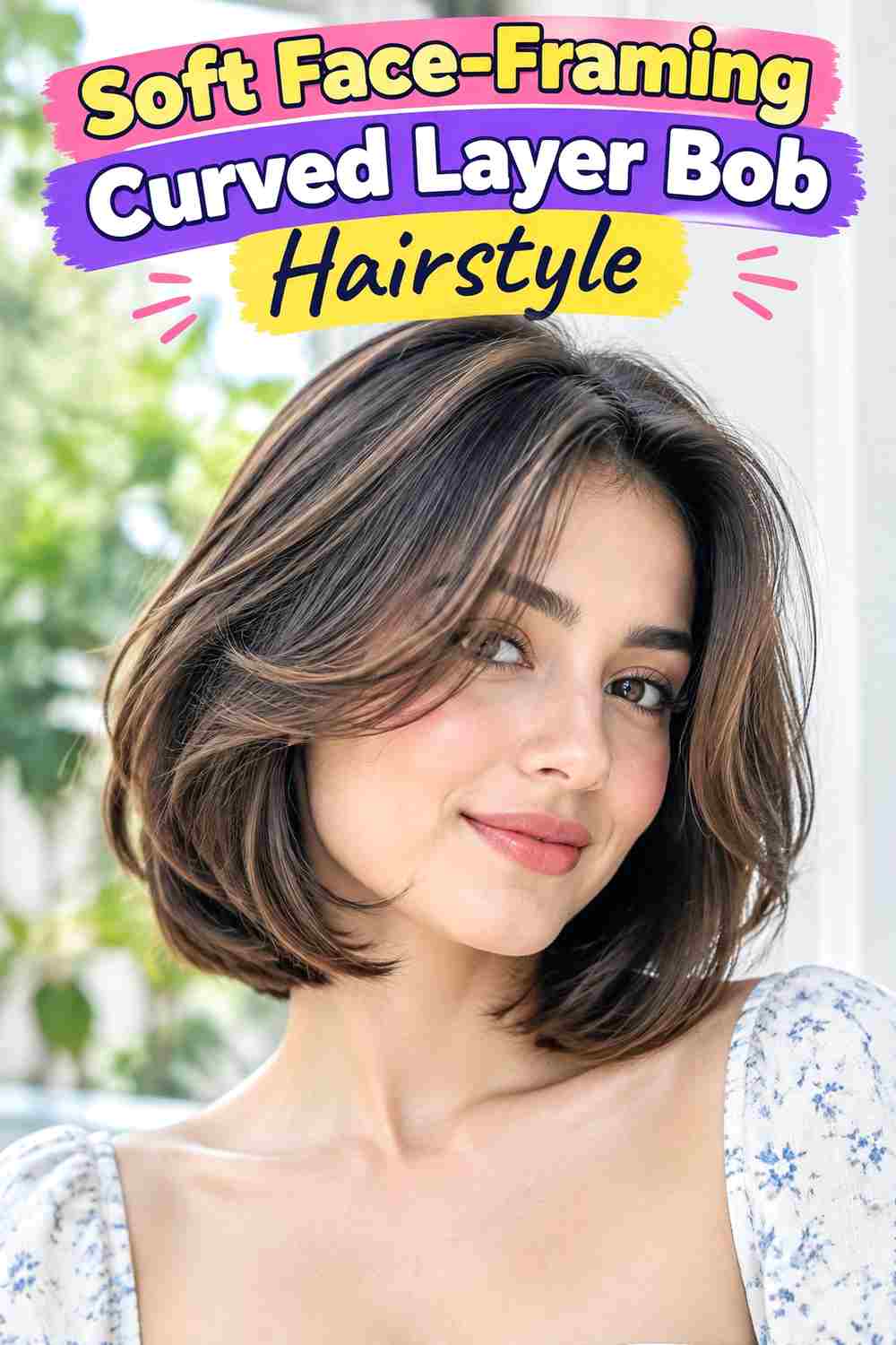 Soft Face-Framing Curved Layer Bob Hairstyle