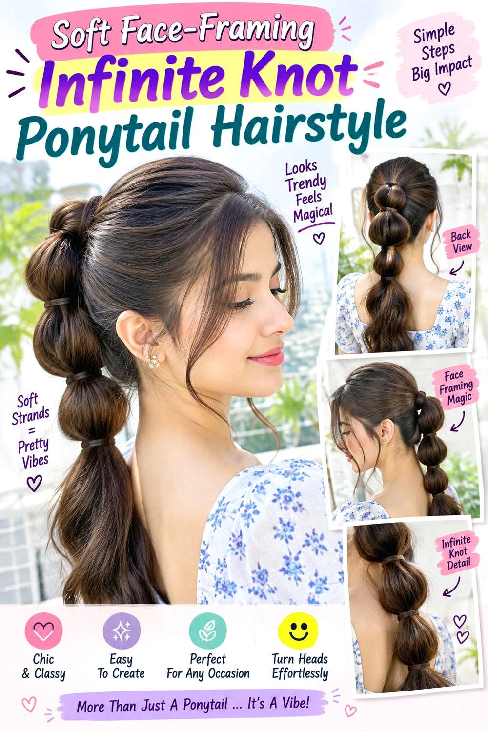 Soft Face-Framing Infinite Knot Ponytail Hairstyle