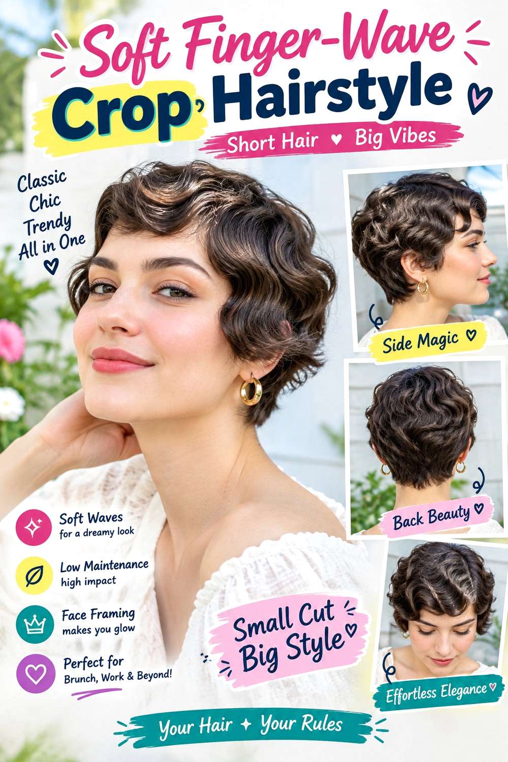 Soft Finger-Wave Crop Hairstyle