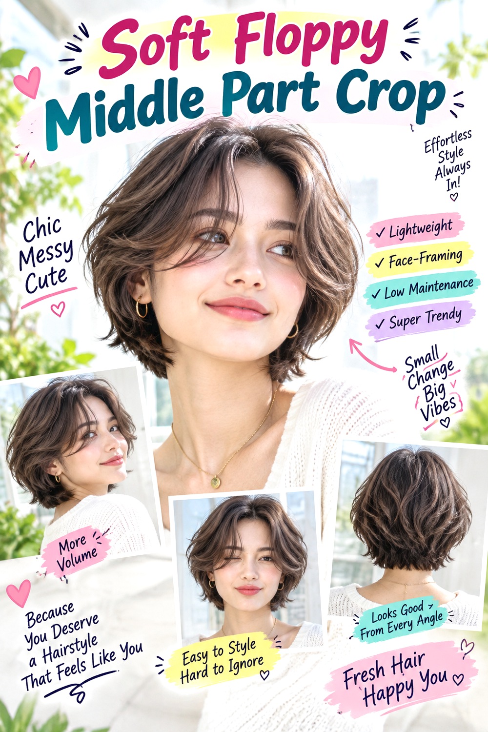 Soft Floppy Middle Part Crop hairstyle