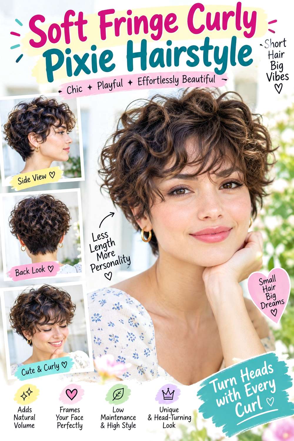Soft Fringe Curly Pixie Hairstyle