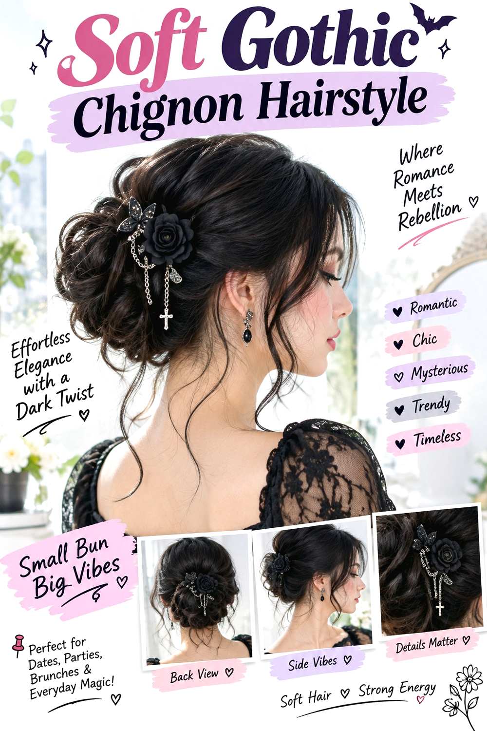 Soft Gothic Chignon Hairstyle