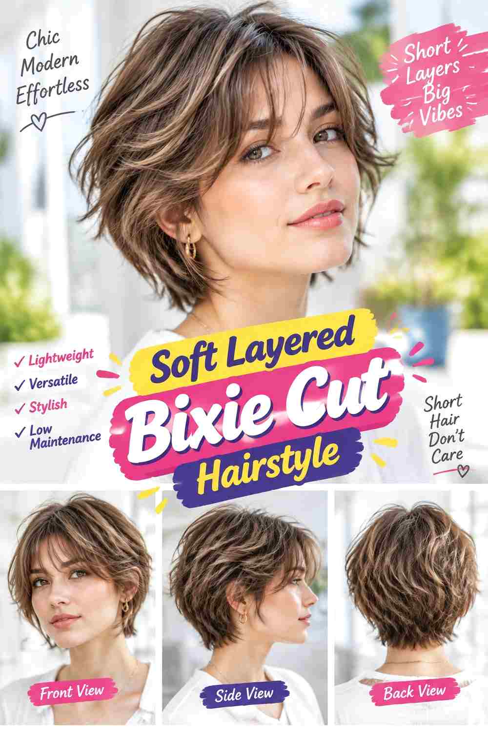 Soft Layered Bixie Cut Hairstyle