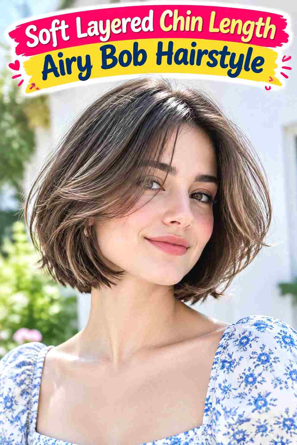 Soft Layered Chin Length Airy Bob Hairstyle