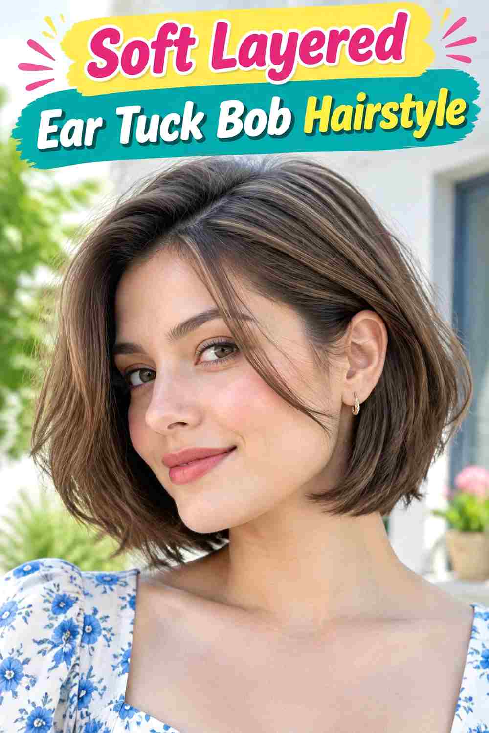 Soft Layered Ear Tuck Bob Hairstyle