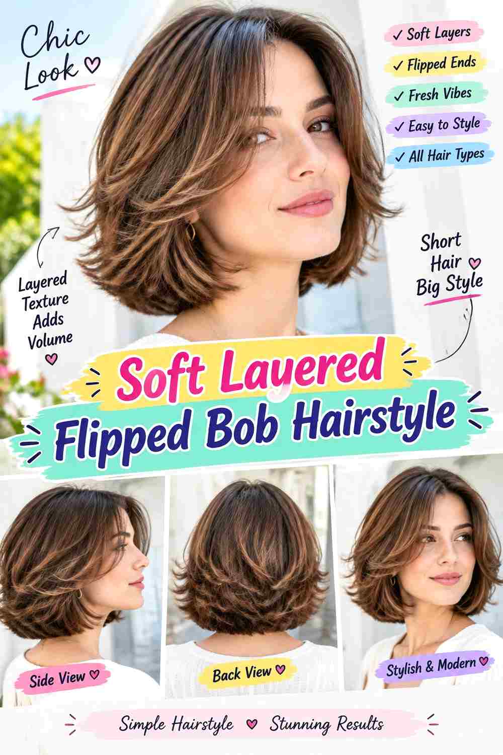 Soft Layered Flipped Bob Hairstyle