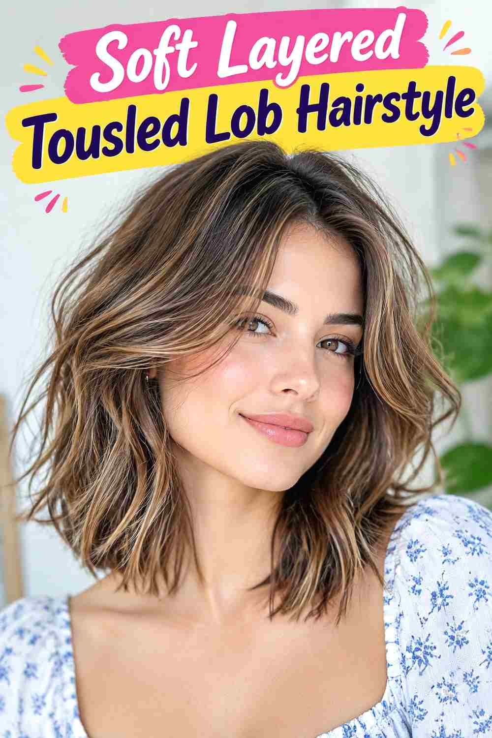 Soft Layered Tousled Lob Hairstyle