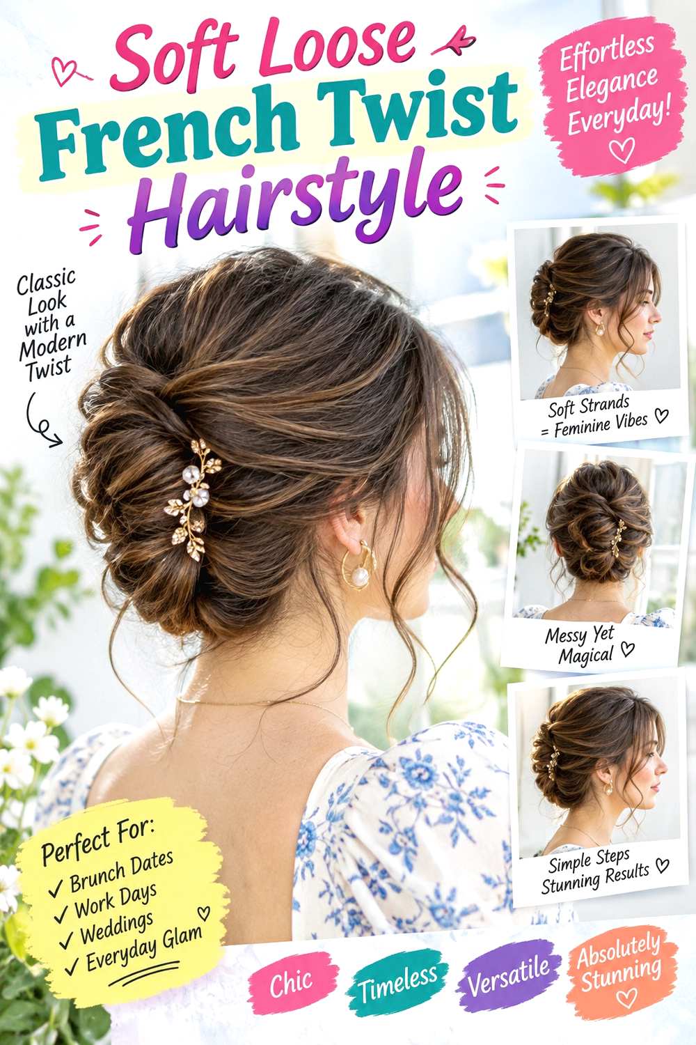 Soft Loose French Twist Hairstyle
