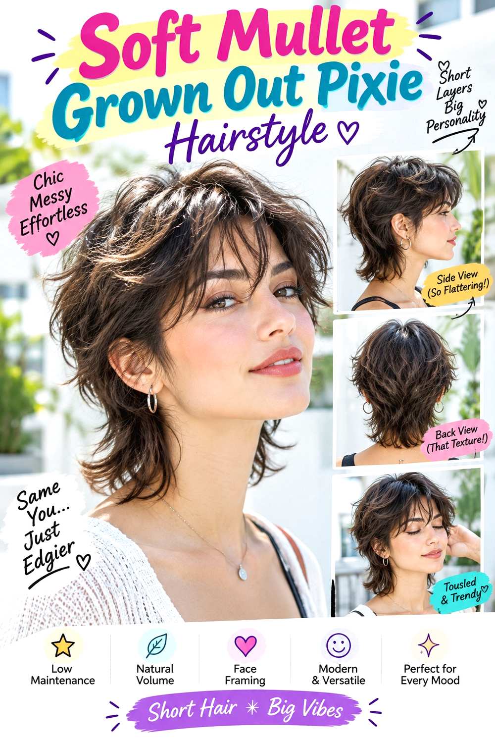 Soft Mullet Grown Out Pixie Hairstyle