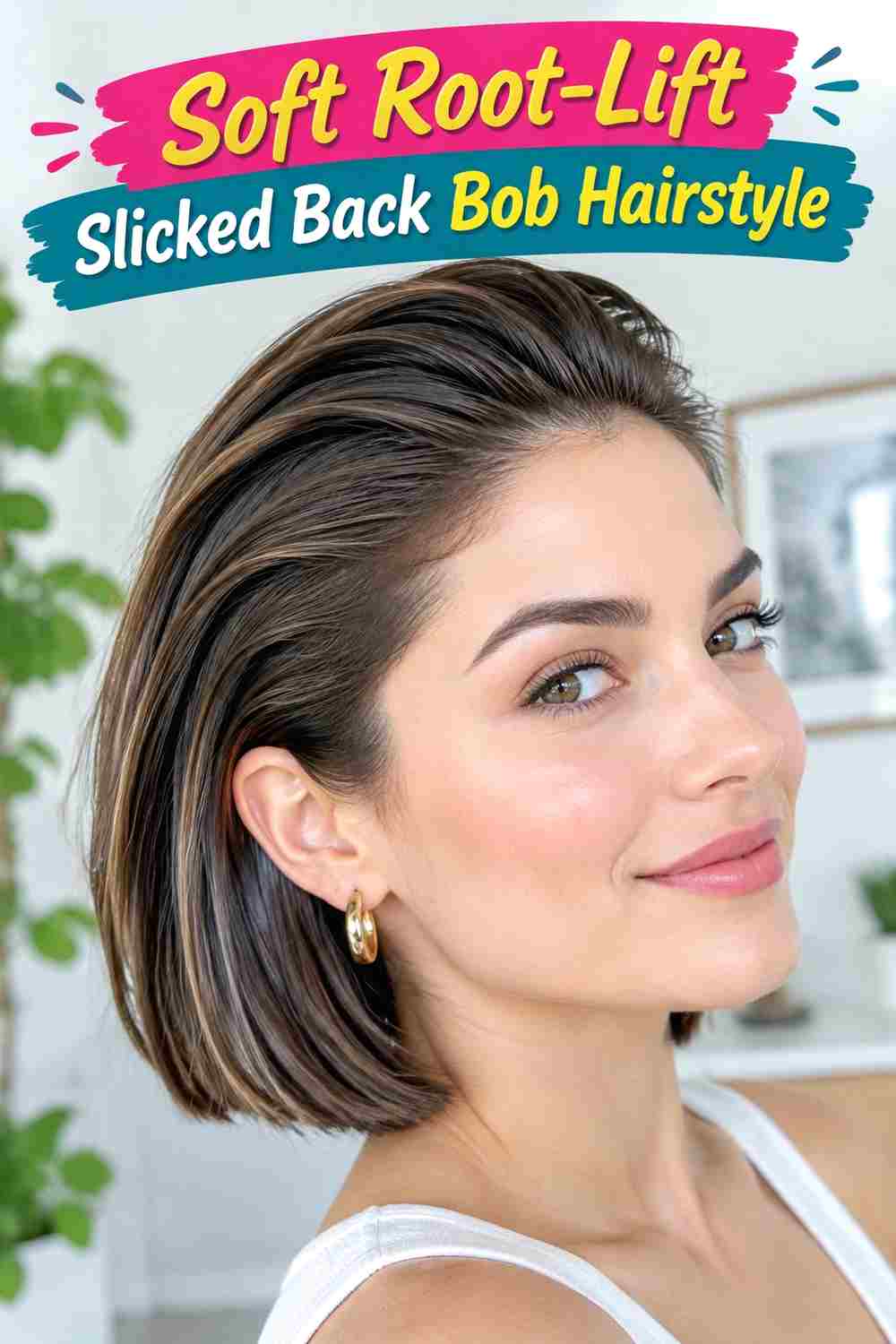 Soft Root-Lift Slicked Back Bob Hairstyle