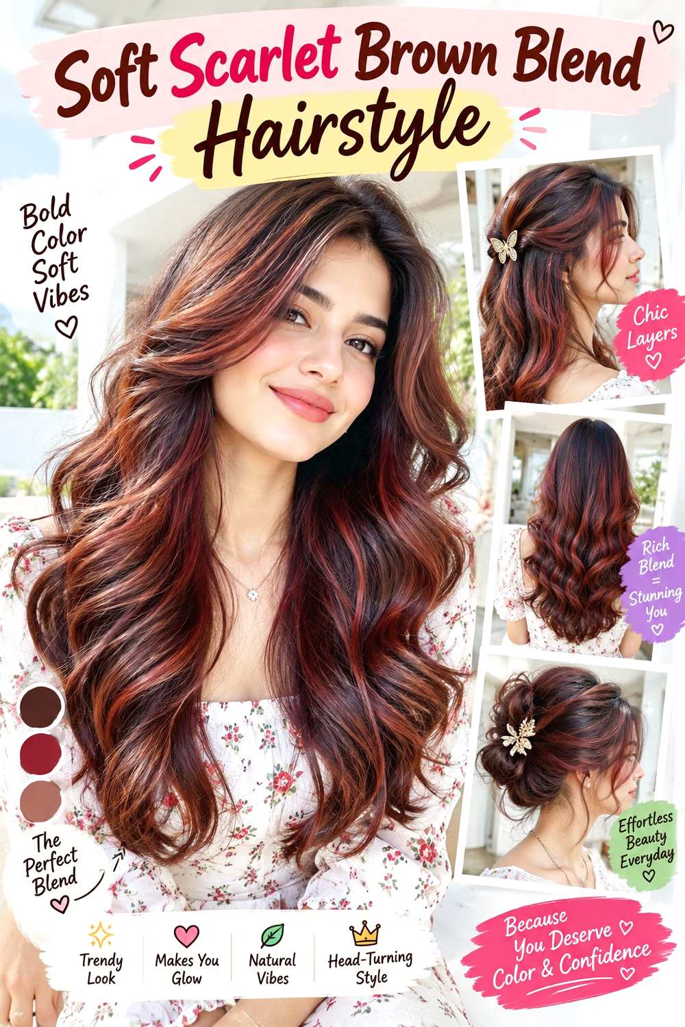 Soft Scarlet Brown Blend Hairstyle