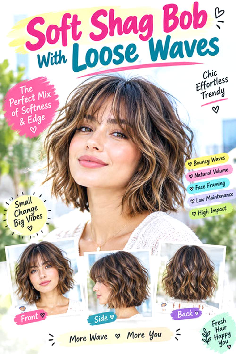 Soft Shag Bob With Loose Waves