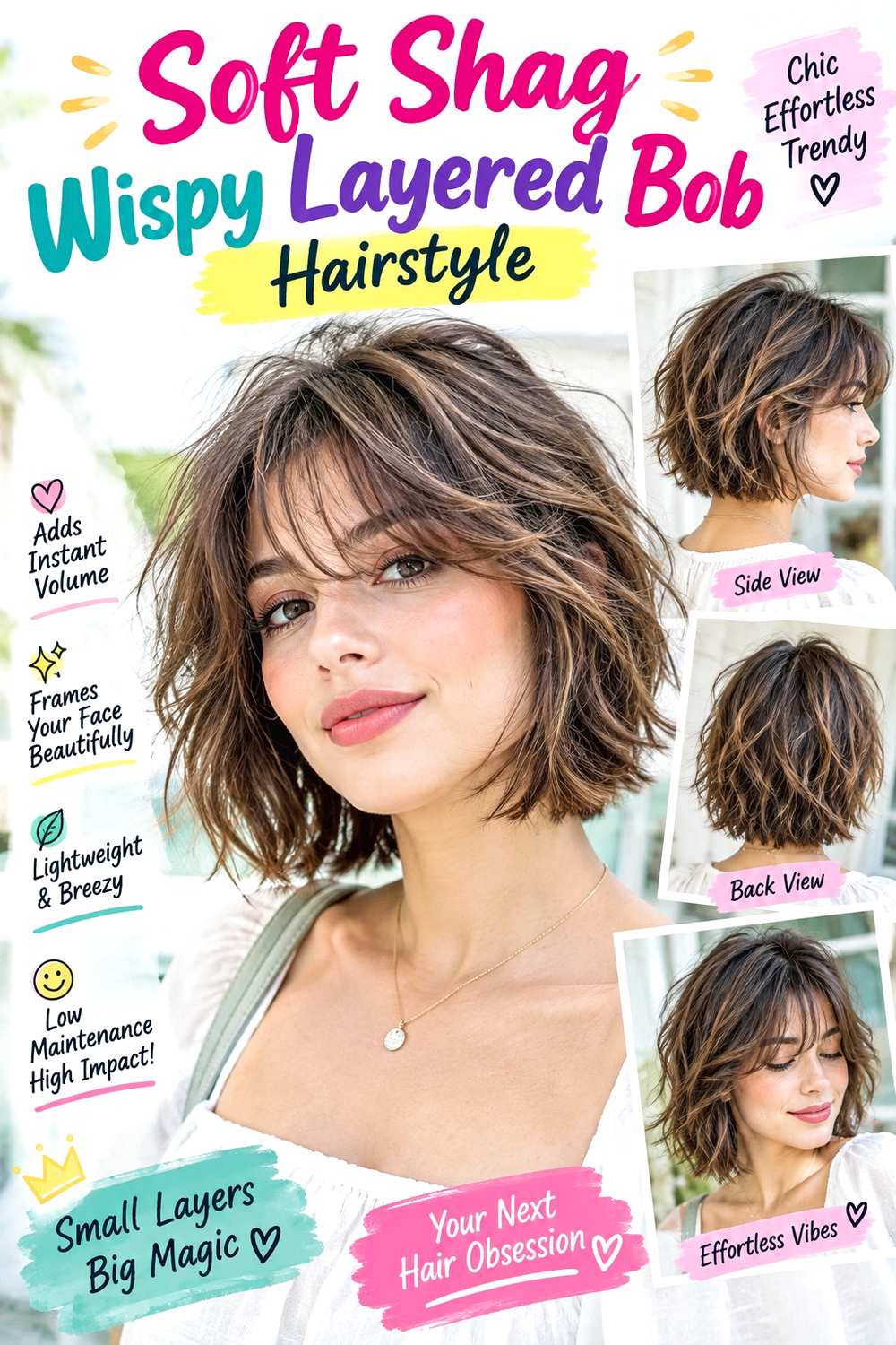Soft Shag Wispy Layered Bob Hairstyle