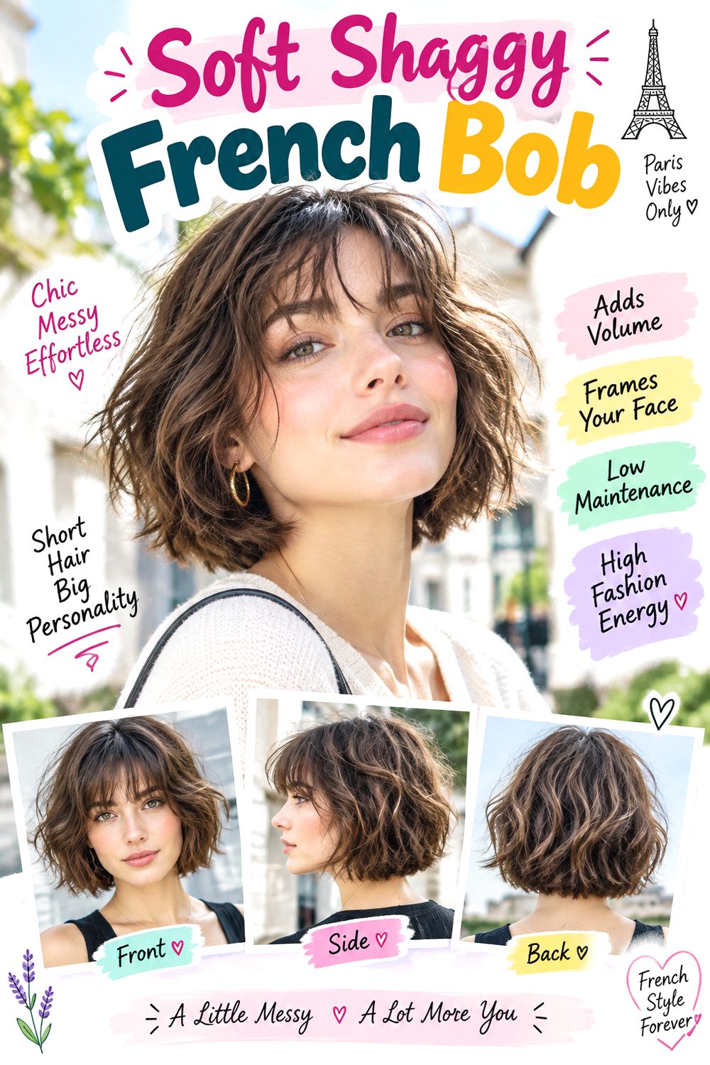 Soft Shaggy French Bob Hairstyle
