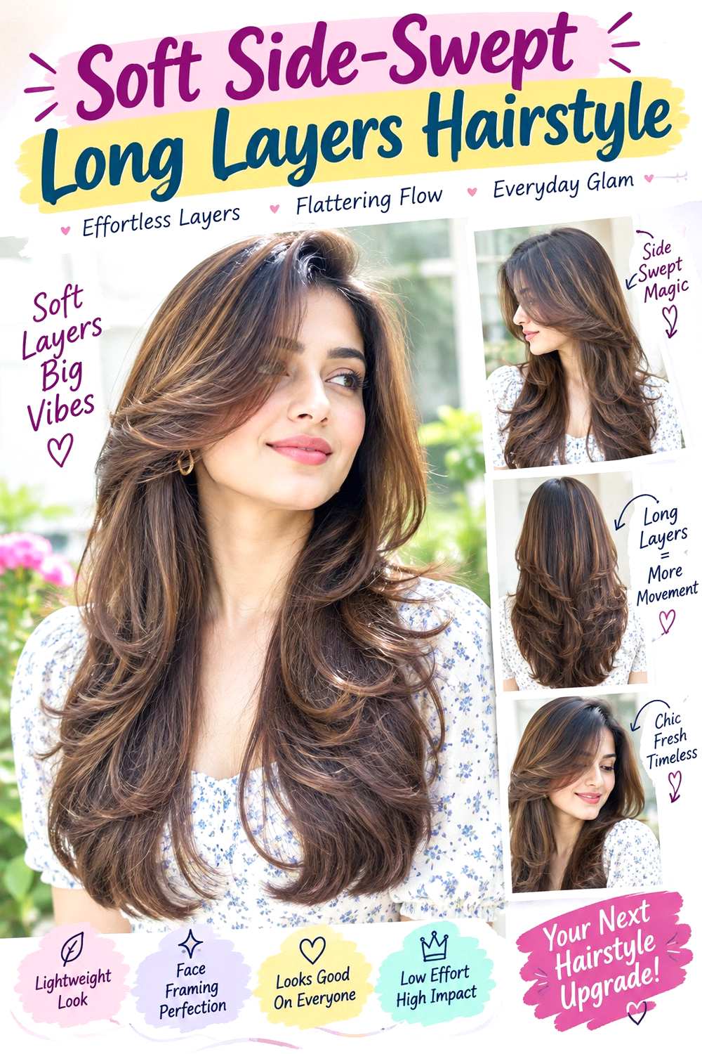 Soft Side-Swept Long Layers Hairstyle