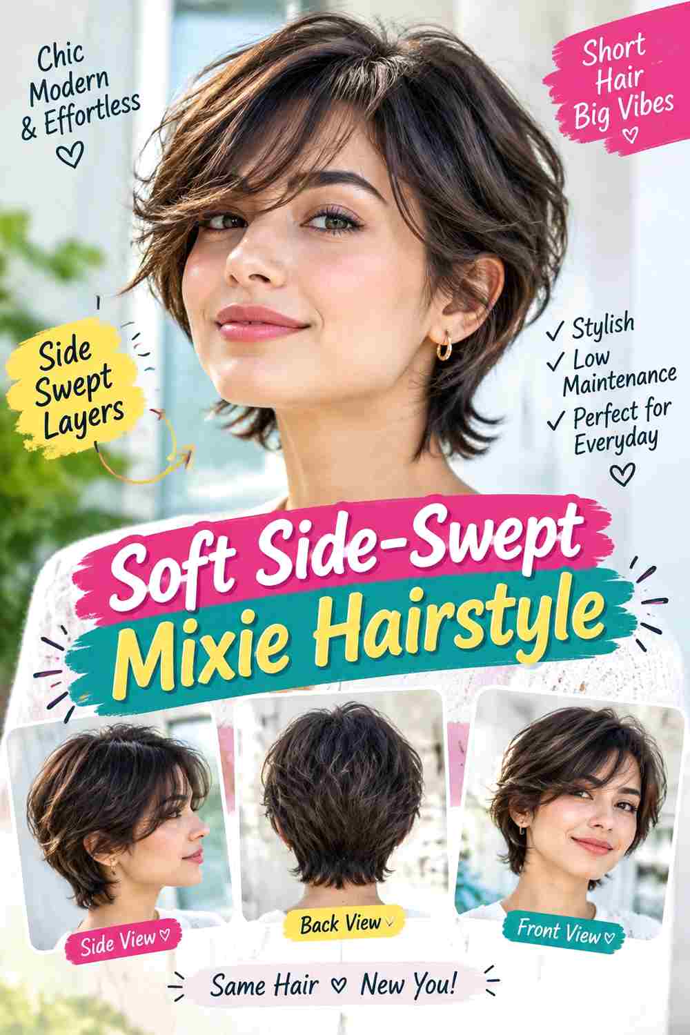 Soft Side-Swept Mixie Hairstyle
