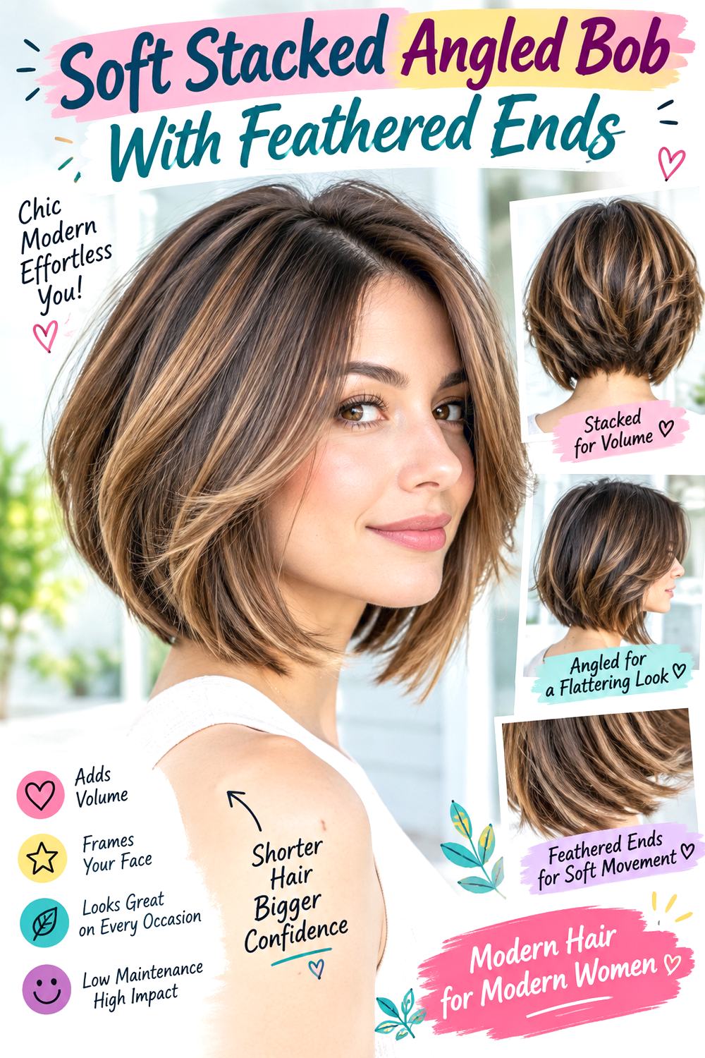 Soft Stacked Angled Bob With Feathered Ends Hairstyle