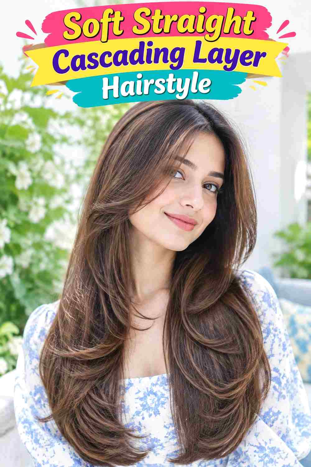 Soft Straight Cascading Layer Hairstyle
