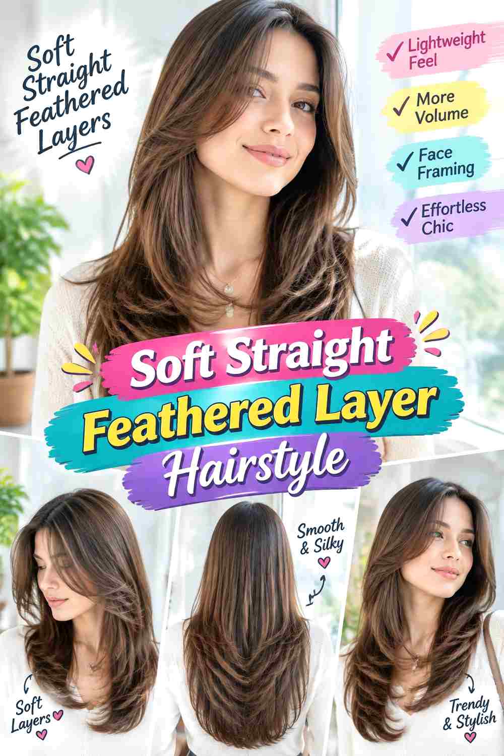 Soft Straight Feathered Layer Hairstyle