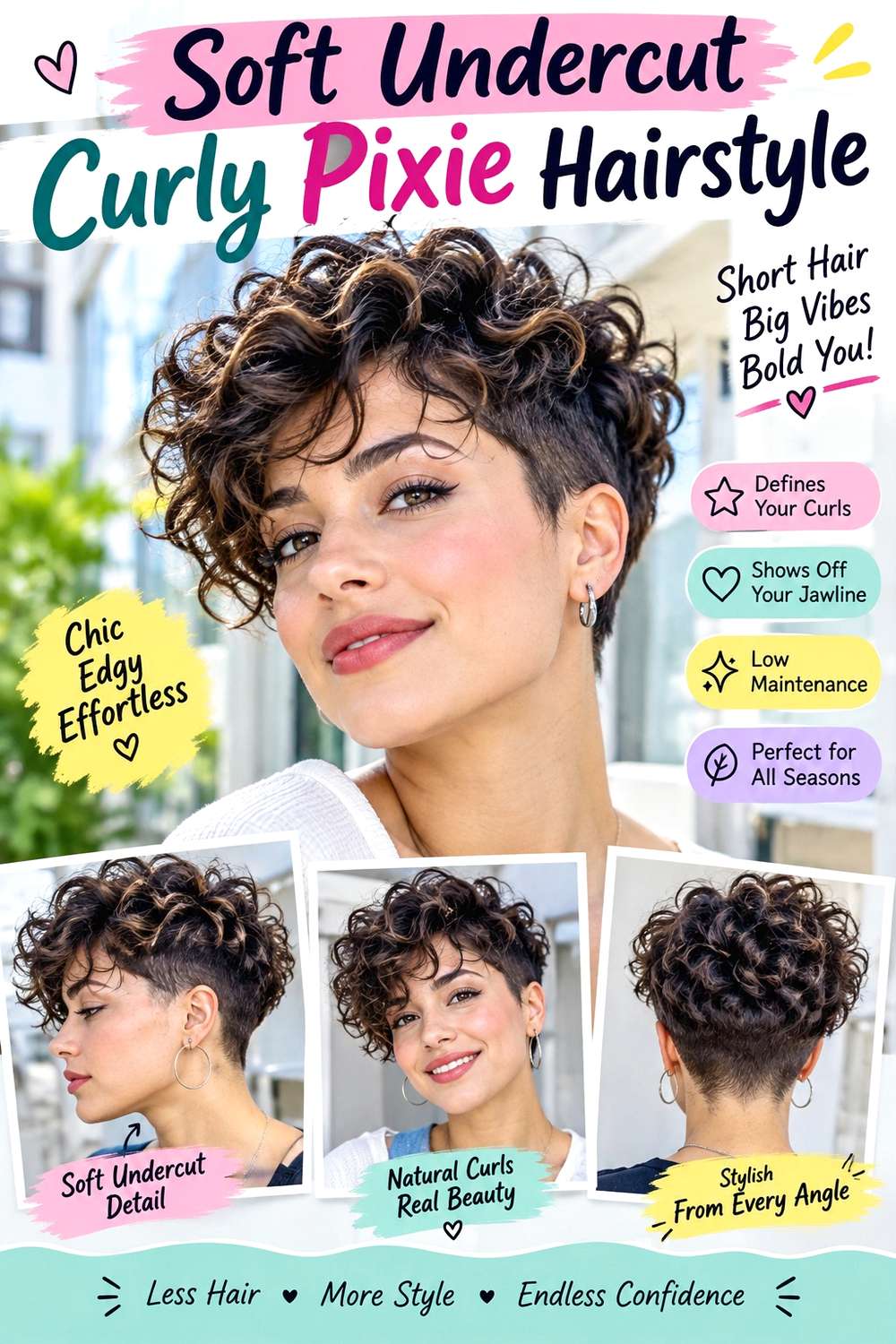 Soft Undercut Curly Pixie Hairstyle