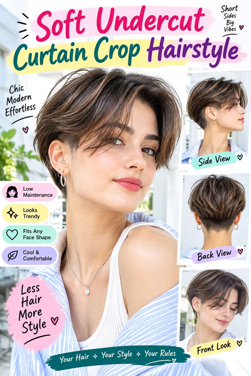 Soft Undercut Curtain Crop Hairstyle