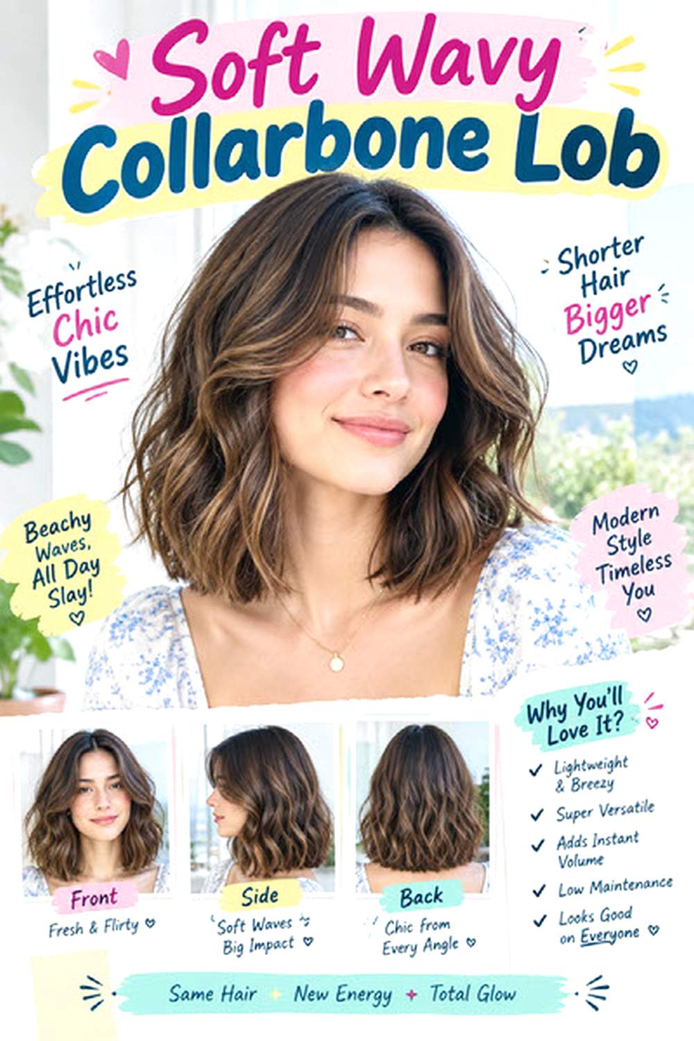 Soft Wavy Collarbone Lob