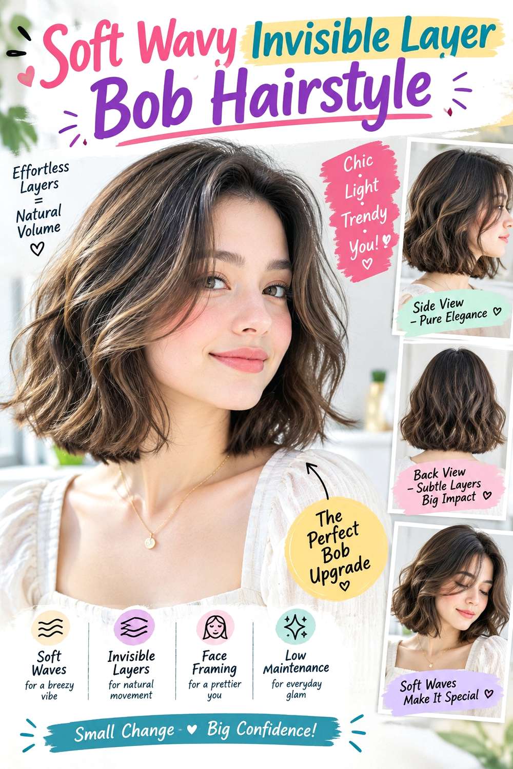 Soft Wavy Invisible Layer Bob Hairstyle