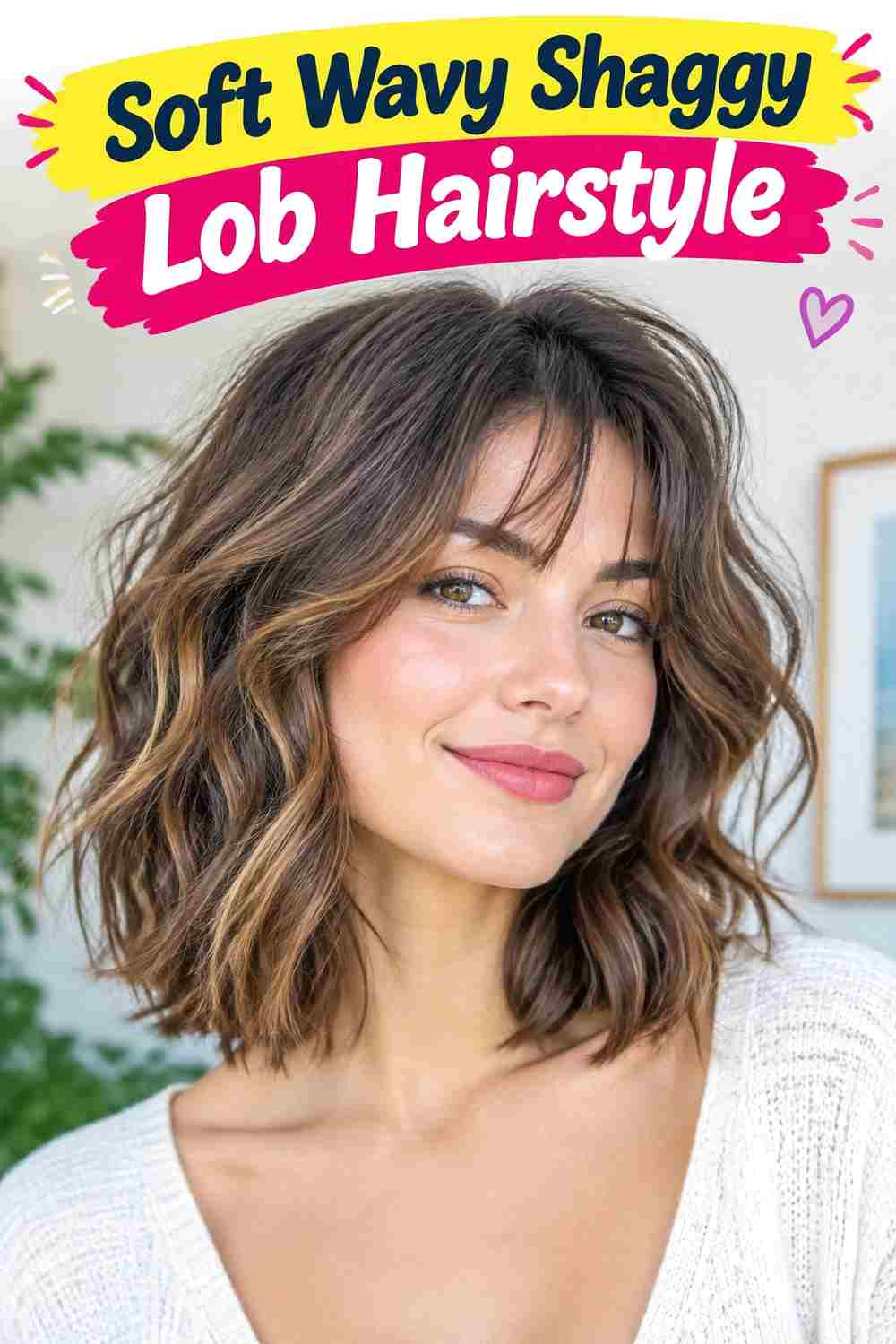 Soft Wavy Shaggy Lob Hairstyle