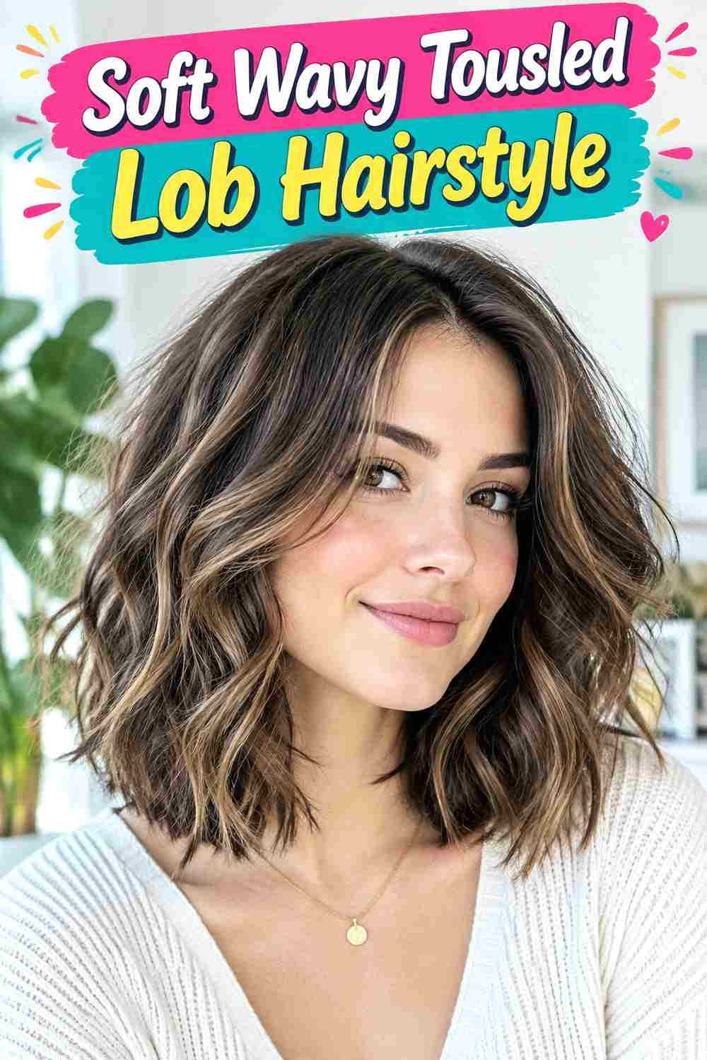 Soft Wavy Tousled Lob Hairstyle