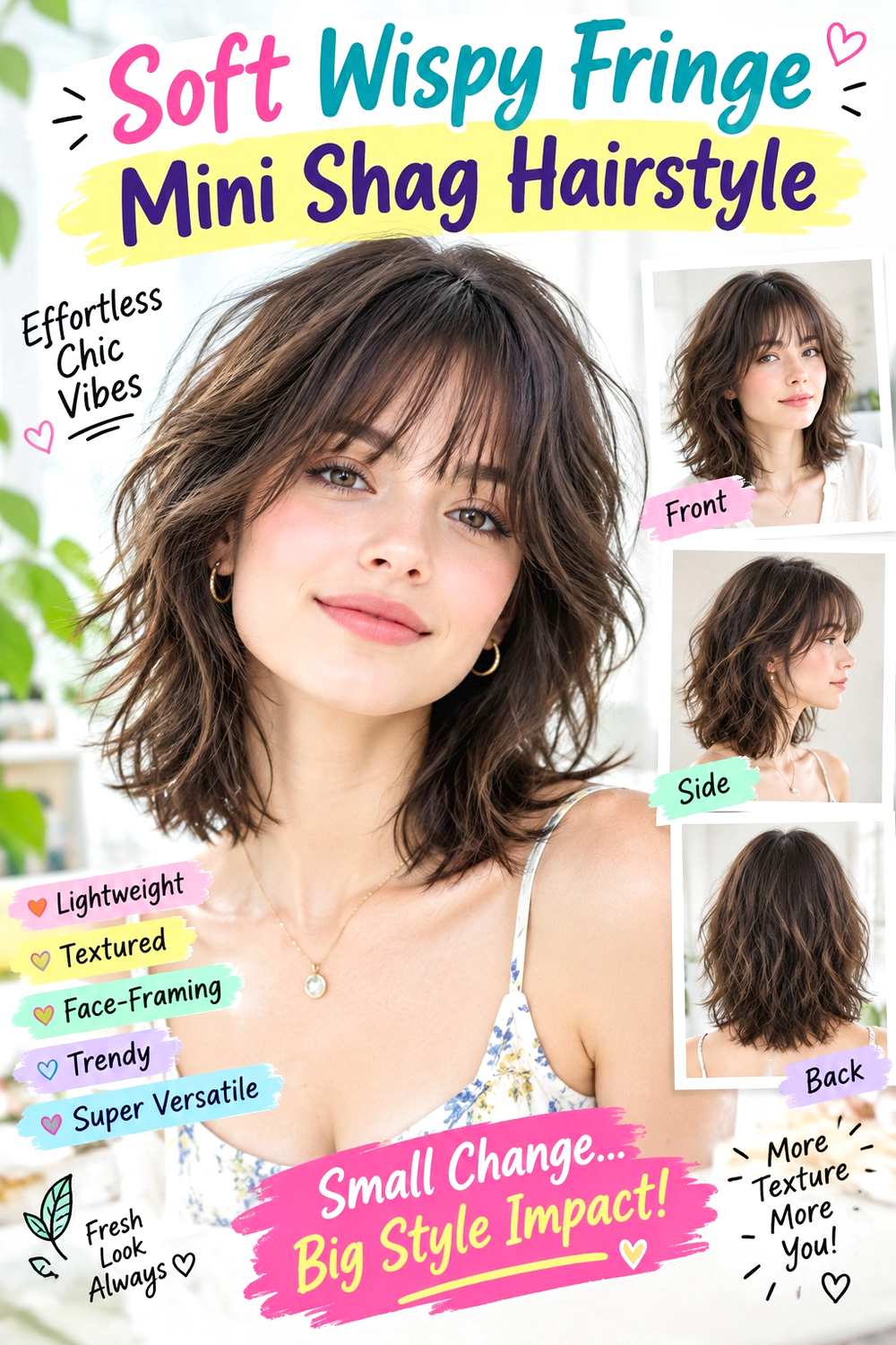 Soft Wispy Fringe Mini Shag Hairstyle
