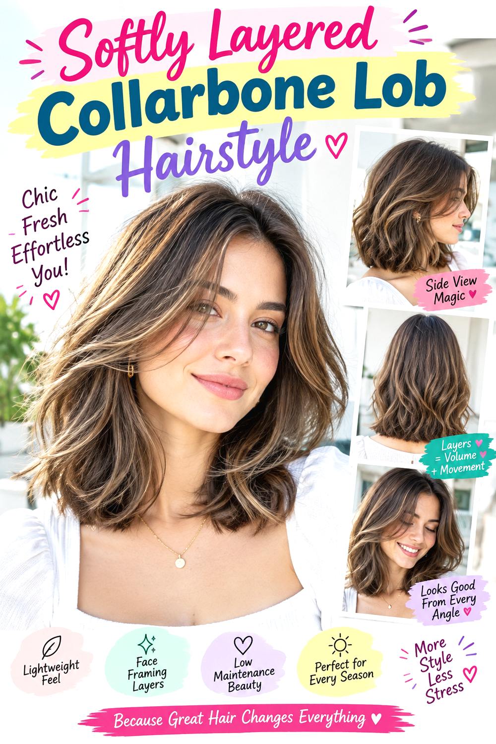 Softly Layered Collarbone Lob Hairstyle
