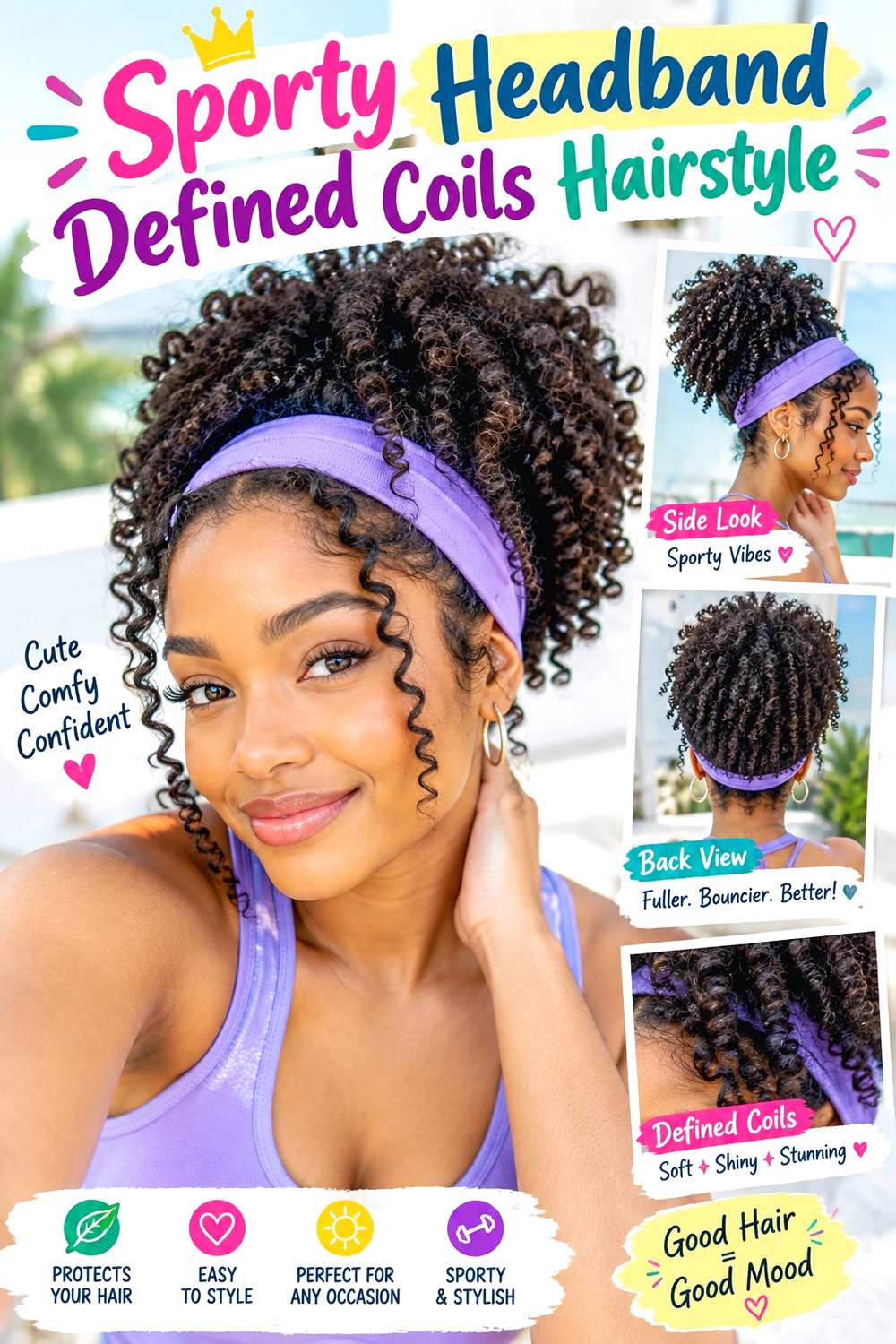 Sporty Headband Defined Coils Hairstyle