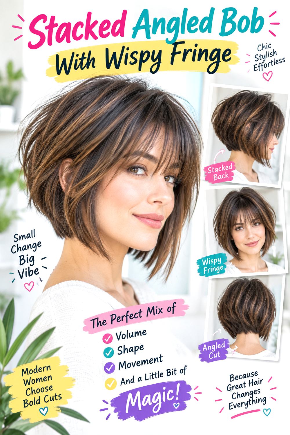 Stacked Angled Bob With Wispy Fringe Hairstyle