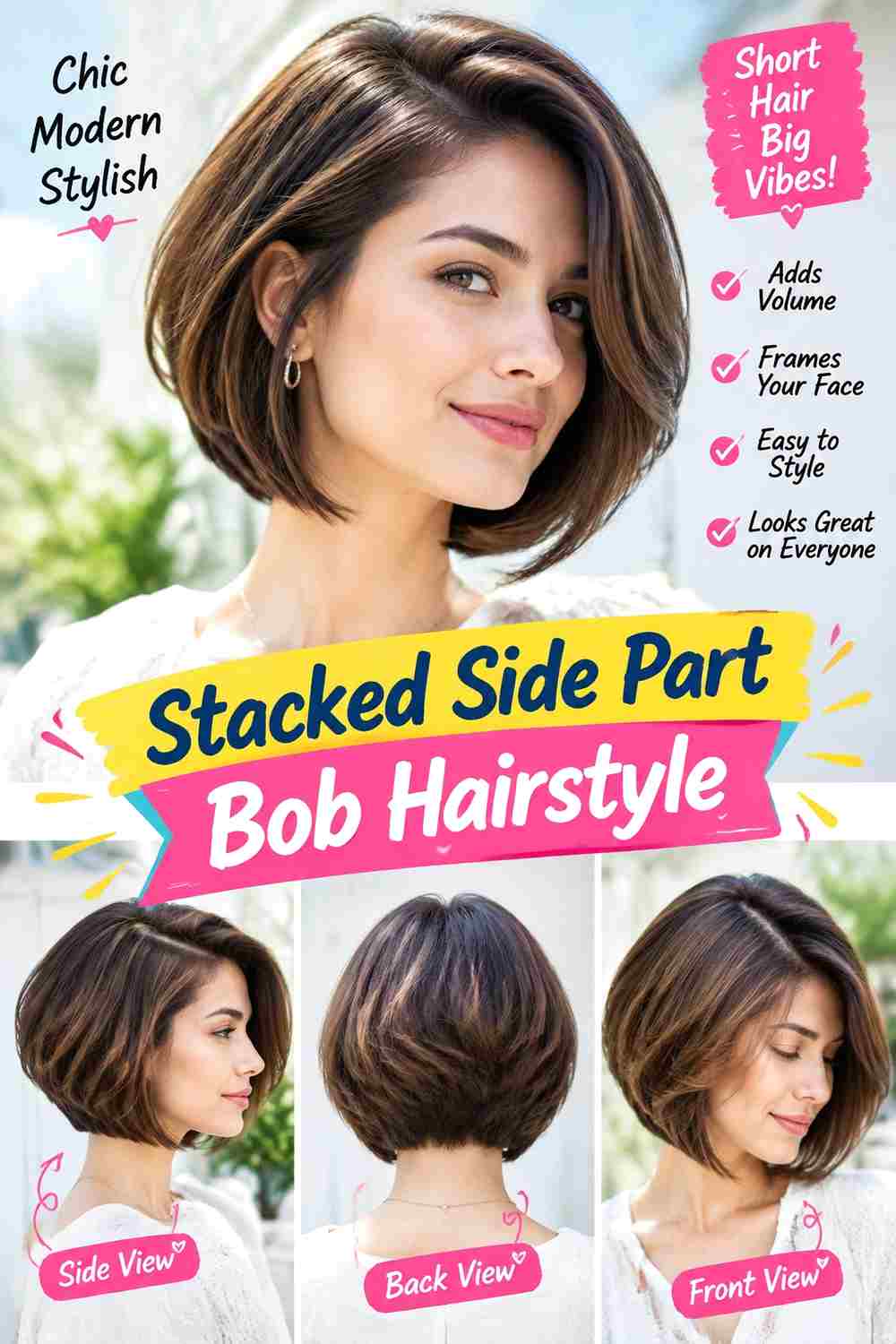 Stacked Side Part Bob Hairstyle