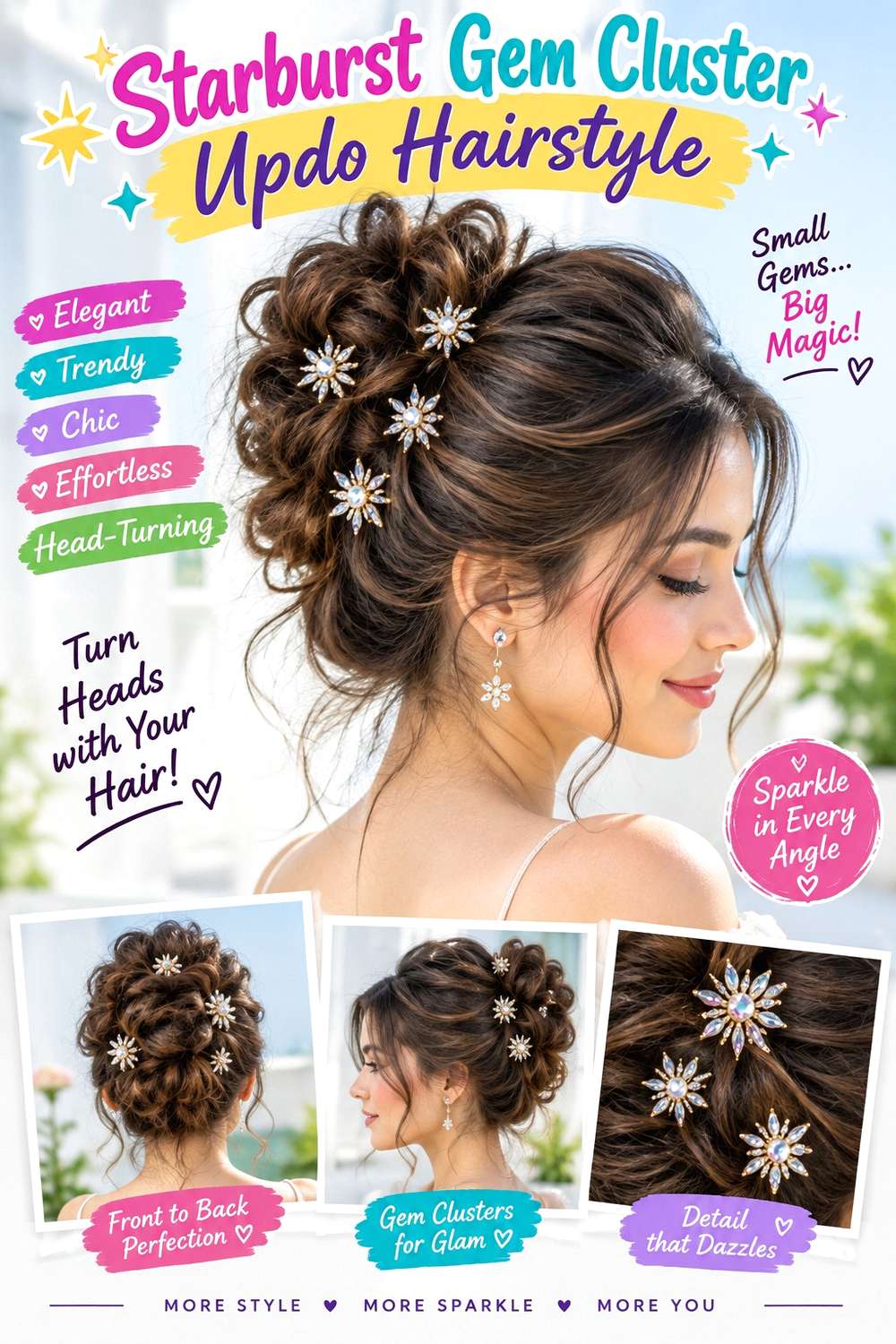 Starburst Gem Cluster Updo Hairstyle